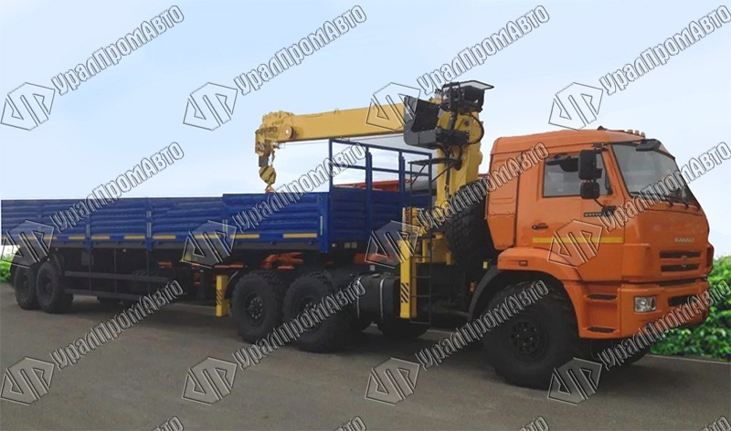 9334-0000020-16 Бортовой полуприцеп НЕФАЗ с КМУ под тягач 53504, 65221