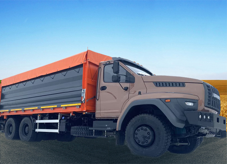 Самосвал-зерновоз трехсторонний разгрузки на базе шасси «Урал Next 73945» с колесной формулой 6х4