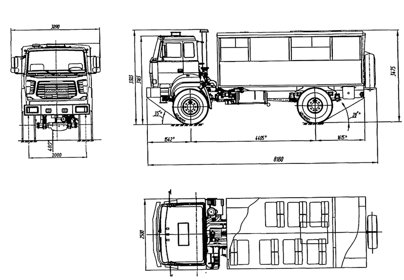 Технические характеристики Вахтового автобуса Урал-М 32552-3020-79